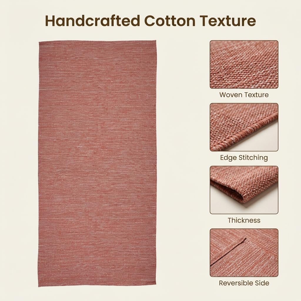 LFH Home Handmade Cotton Yoga Mat Cotton Rug picnic mat For Exercise, Workout, Fitness - Perfect Heavy Quality Eco Friendly Natural Cotton Woven Reversible Yoga Mats for Men & Women - 72x26 Inch.