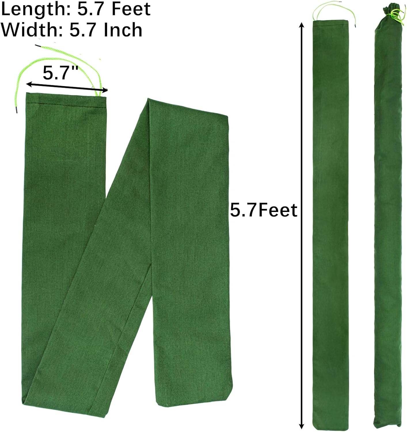 Yopay 6 Pack Long Canvas Sandbags for Flood Protection, 5.7 Feet x 5.7" Reusable Water Barrier Bags, Heavy-Duty Emergency Rain Wind Sand Bags for Flooding, Storm, Home, Garden, Door, Window
