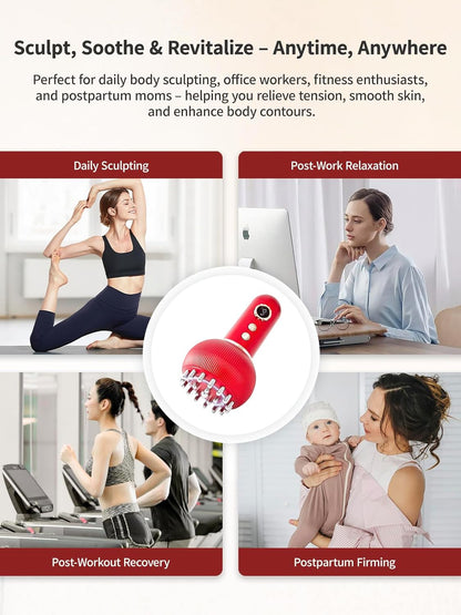 Lymphatic Drainage Massager & Anti Cellulite Massage Tool, Helps Reduce Stretch Marks & Cellulite, for Legs, Arms & Belly, Body Sculpting Machine with Microcurrent, Light, Heat & Vibration