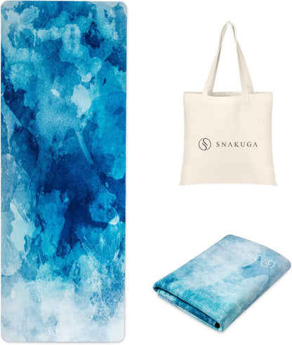 Travel Yoga Mat, Non Slip Exercise Suede Mat with Carry Bag, All-Purpose Fitness Mat with High Density Anti-Tear Surface for Women, Ideal for Pilates Workout (72'' x 24'' x 1.5mm Thick)