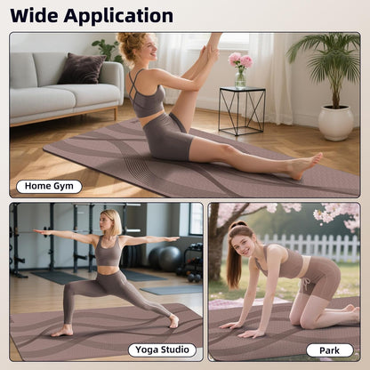 Yoga Mat High Density Exercise Mat, 76"x32"x0.27"Thick Wide & Large Yoga Mat for Women Men, Professional POE Workout Mat for Yoga, Pilates, Fitness & Stretching