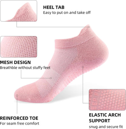Acetin 4 Pairs Grip Socks Pilates Socks for Women