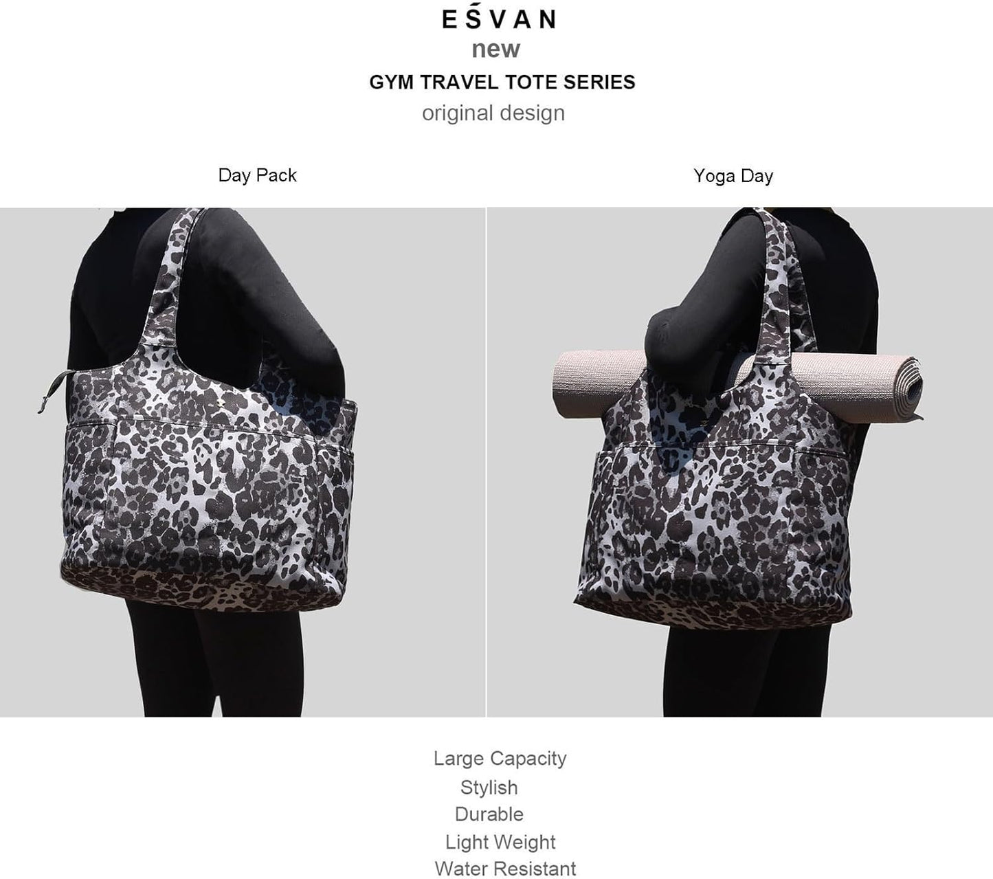 ESVAN Yoga Tote Bag Mat bag Women Shoulder Bags Carryall Tote for Travel Office Workout Gym Nurse Beach