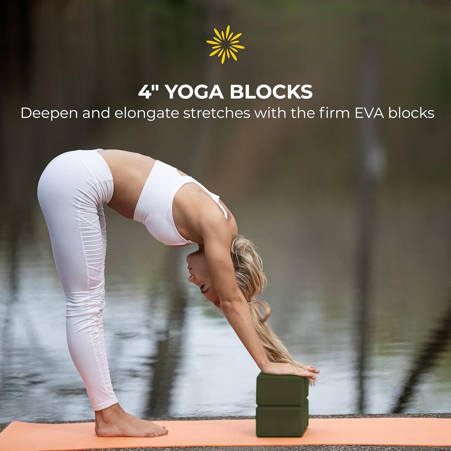 Sunshine Yoga 6-Pack Restorative Yoga Kit, 1 Yoga Bolster (24" x 12" x 6"), 2 Yoga Blocks (4" x 6" x 9"), 1 6ft D-Ring Yoga Strap, 1 Mexican Yoga Blanket, and 1 Unscented Sateen Eye Pillow