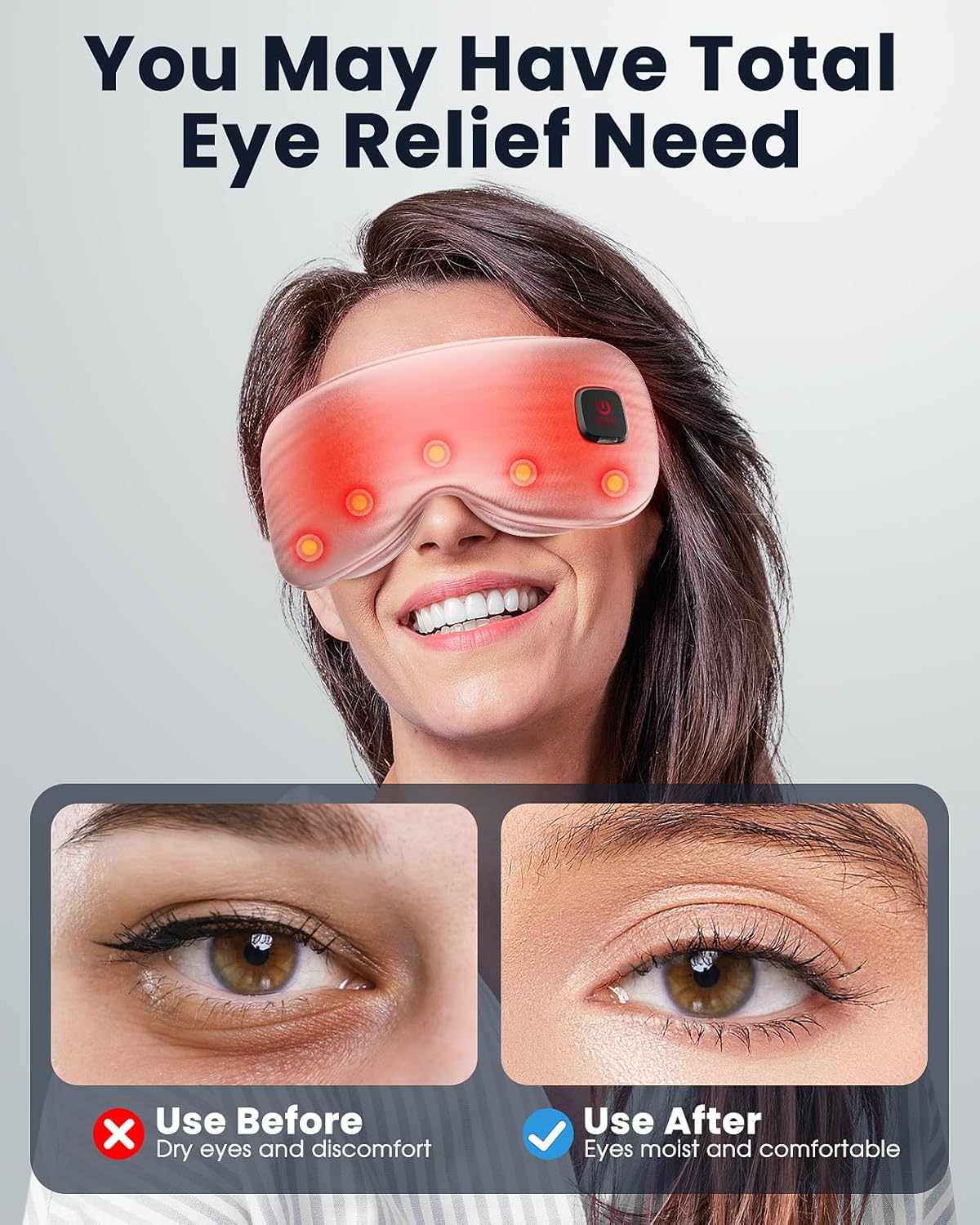 Heated Eye Mask - Cordless Eye Mask for Dry Eyes, FSA-HSA Eligible, Eye Relief, Improved Sleep, Washable Eye Heating pad for Travel and with Replaceable Shell