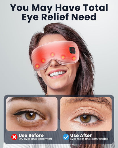 Heated Eye Mask - Cordless Eye Mask for Dry Eyes, FSA-HSA Eligible, Eye Relief, Improved Sleep, Washable Eye Heating pad for Travel and with Replaceable Shell