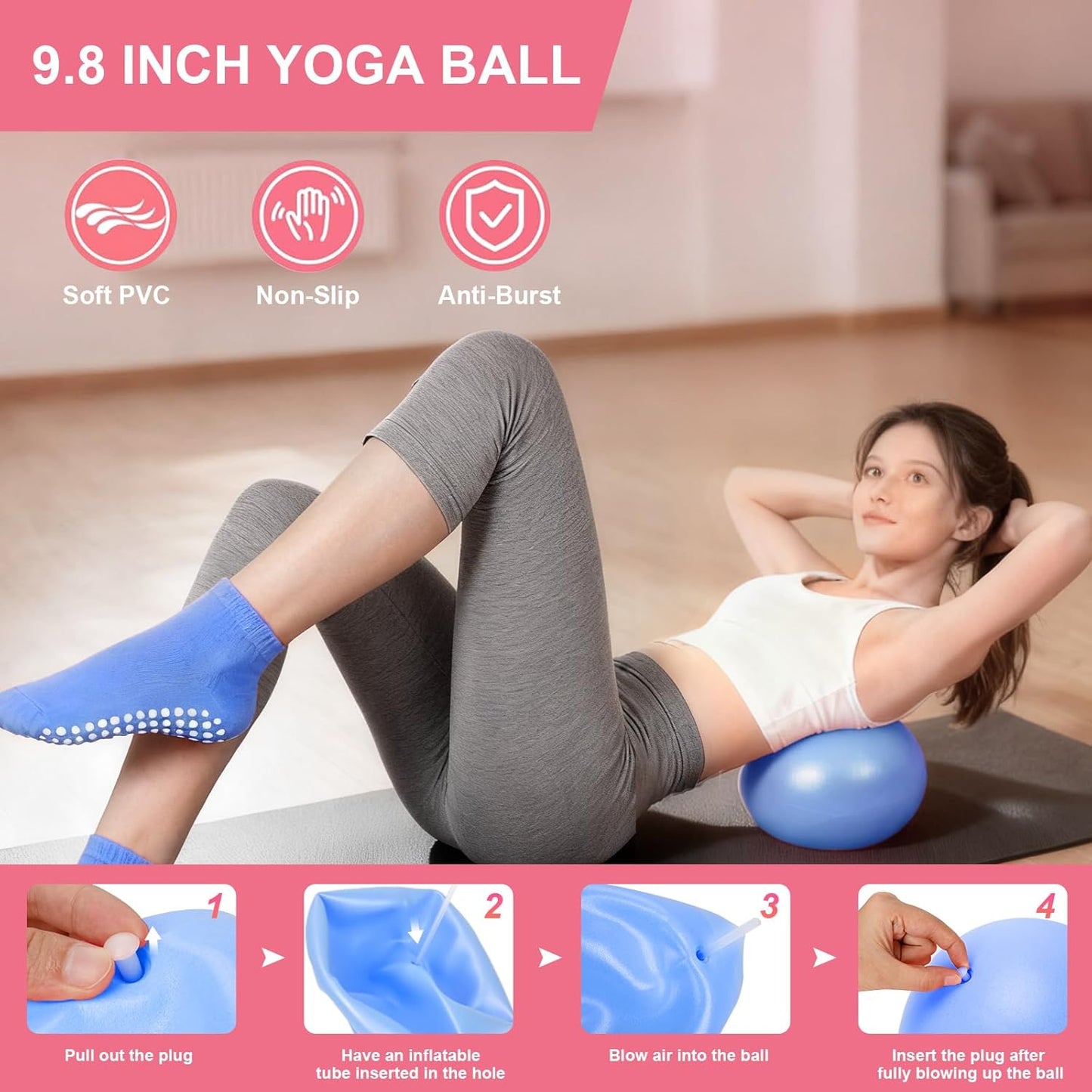 Home Pilates Kit for Women - 14 Pcs Pilates Equipment Set with Pilates Ring and Ball, 5 Resistance Bands Etc Accessories for Beginners Home Workouts - Includes Workout Guide