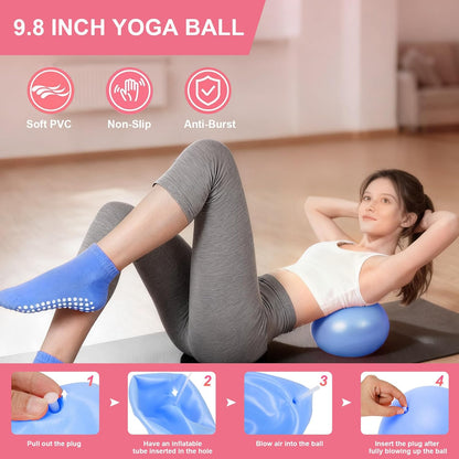 Home Pilates Kit for Women - 14 Pcs Pilates Equipment Set with Pilates Ring and Ball, 5 Resistance Bands Etc Accessories for Beginners Home Workouts - Includes Workout Guide