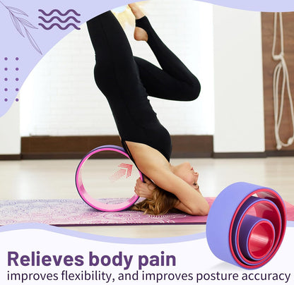 Simgoing 3 Pack ABS Yoga Wheel Set 660 Lbs Foam Roller for Back Pain & Stretching Back Wheel for Massage, Purple and Pink Set