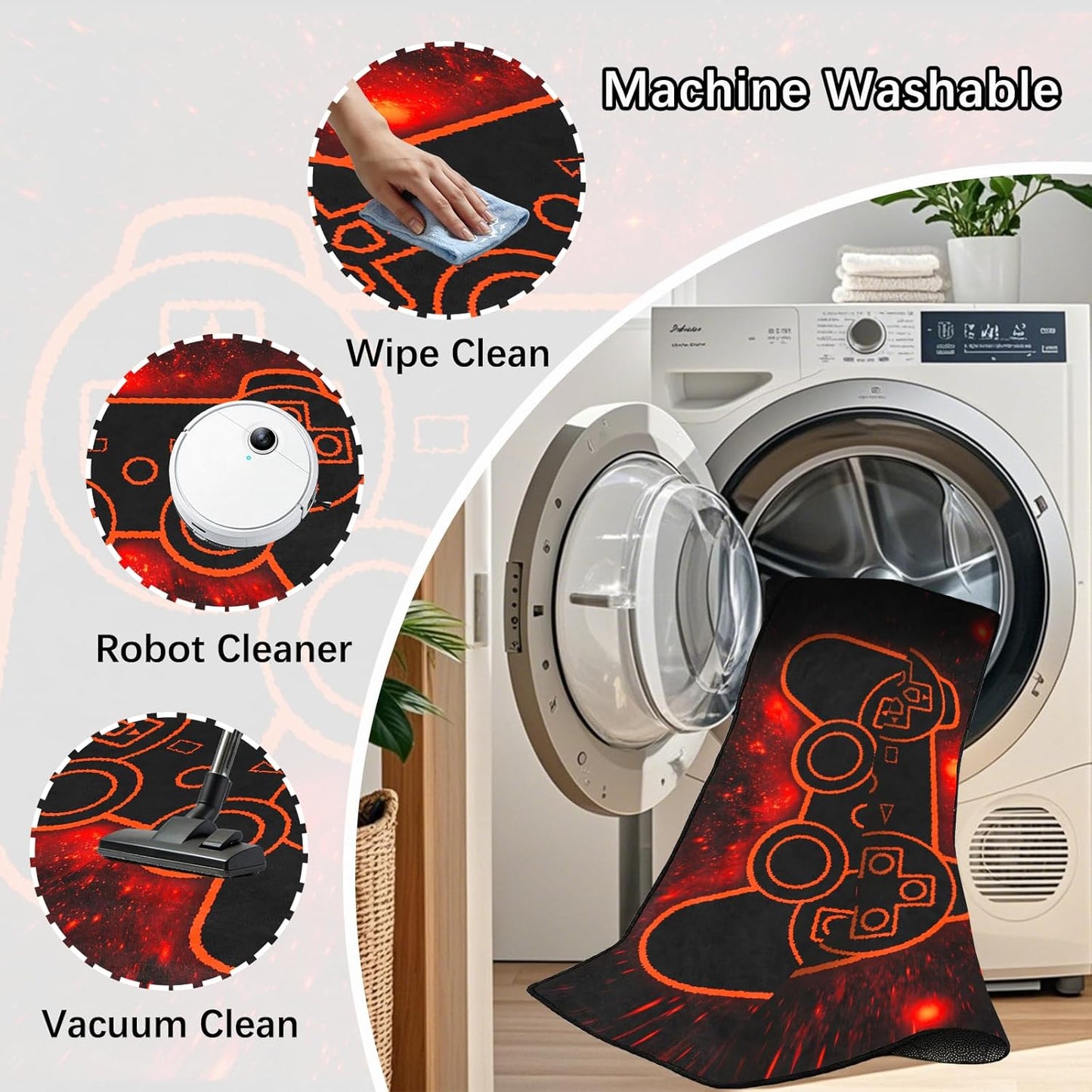 Game Controller Rugs for Bedroom Boys Living Room Gamer Gamepad Red Carpets Floor Mat Player Indoor Mats Gaming Art Design Home Decor Crystal Doormat Yoga Mats 3'x5'