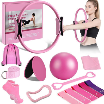 14 Pcs Pilates Kit Home Workout Kit for Women,Pilates Equipment Kit for Gym Studio Travel