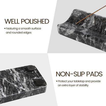 Koville Marble Incense Holder, Incense Holder for Sticks, Incense Sticks Holder Ash Catcher for Meditation Yoga SPA, Natural Stone Incense Burner, Home Table Decor (Green)