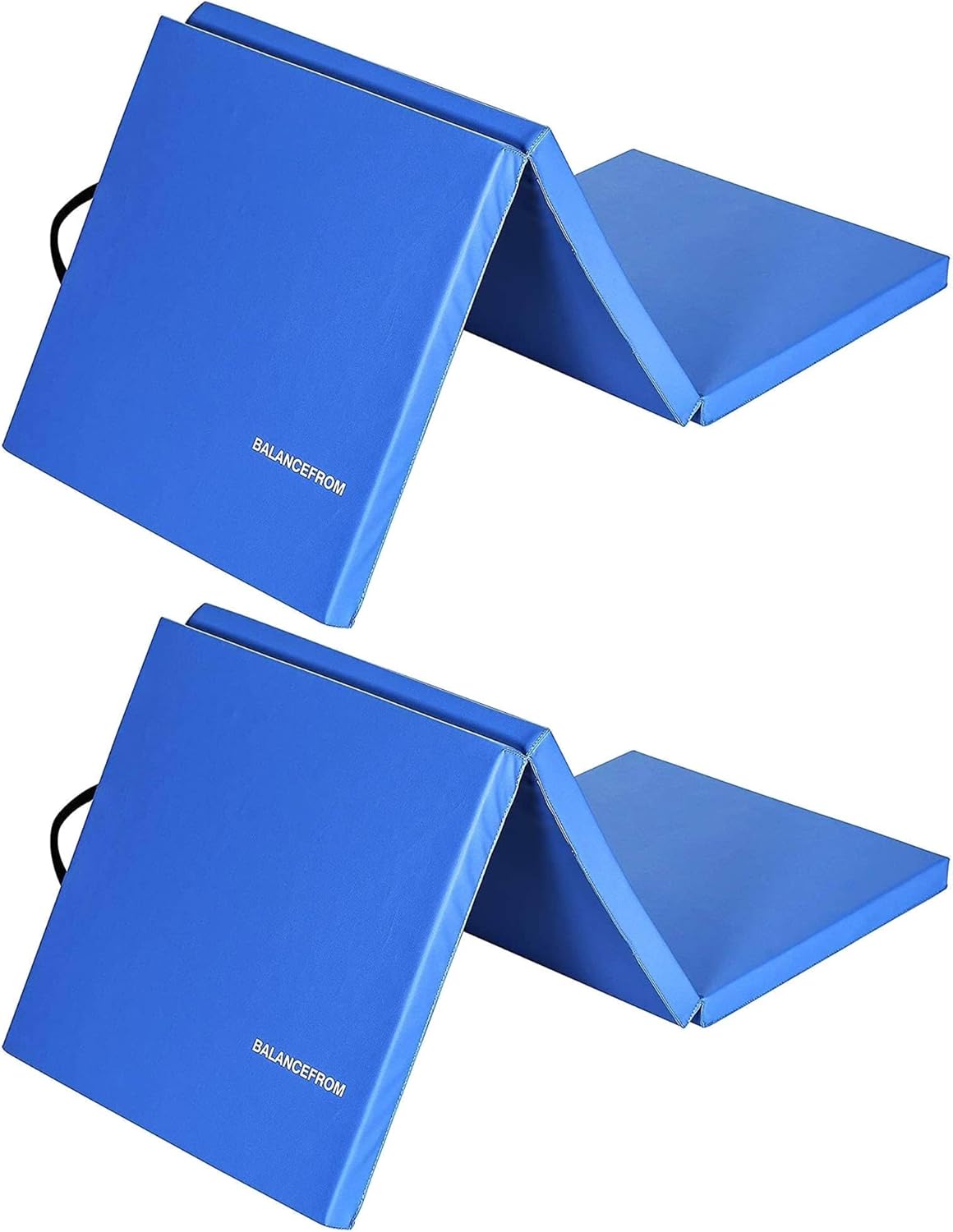 BalanceFrom 2-Pack 6x2 Feet 3-Panel Folding Gymnastics Mat, Blue – 2-Inch Thick Pad with Vinyl Surface and Carrying Handles for Tumbling, Yoga, Pilates, Home Workouts, and Martial Arts