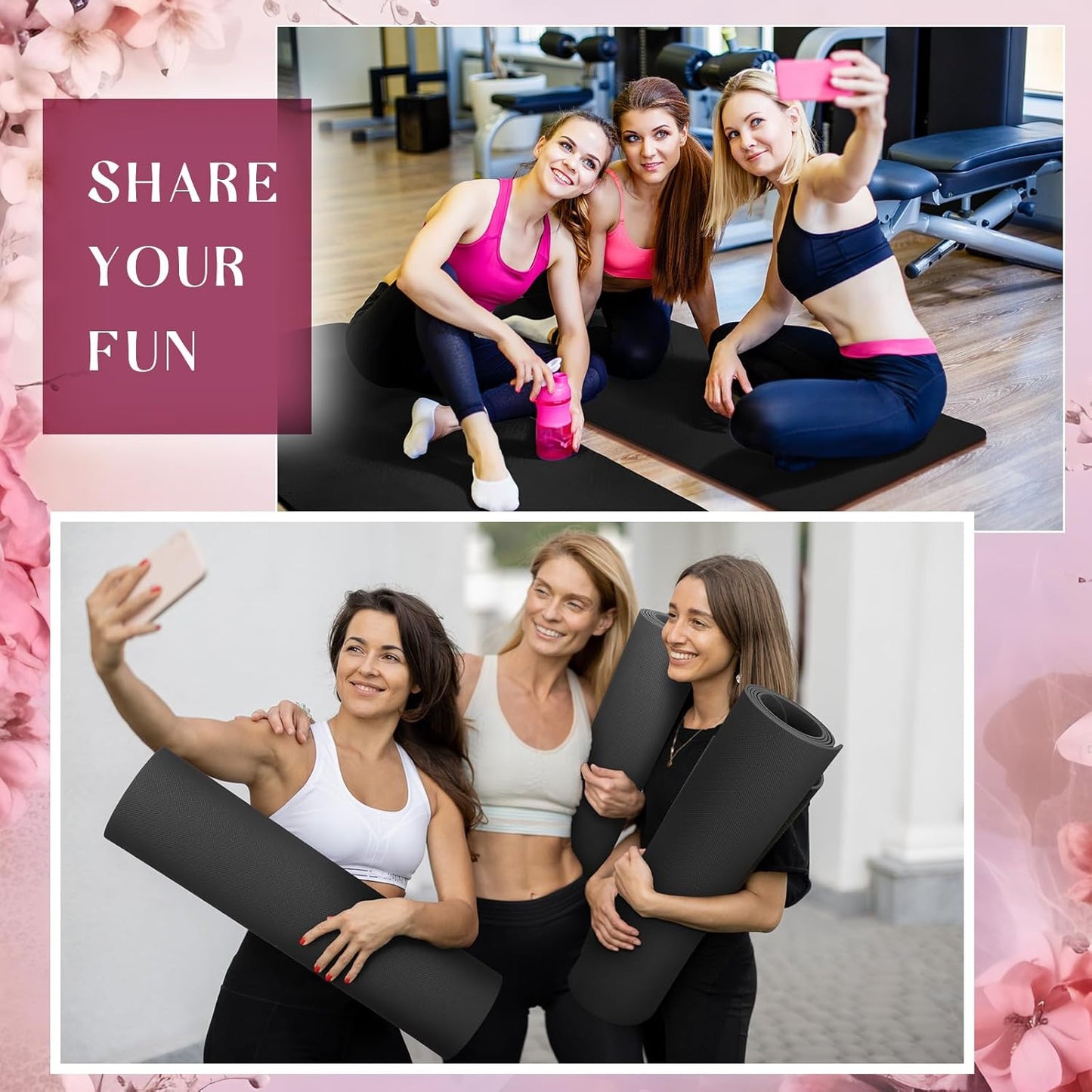 Timgle 6 Pcs 10mm Thick Yoga Mat Bulk 68 x 24 Inches Anti-slip Tear-resistant Exercise Mat Adult Gym Mats for Fitness, Stretching, Workout and Studio, Outdoor Yoga, Pilates