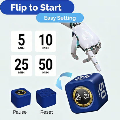KADAMS Pomodoro Cube Timer Productivity Visual Timer - 5/10/25/50 Min Rotating Countdown (1, Green)