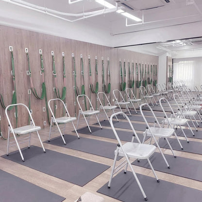 Pilates Yoga Chair PU Leather/Frosted Surface Double Beam Design Folding Backless Iyengar Yoga Chair Inversion