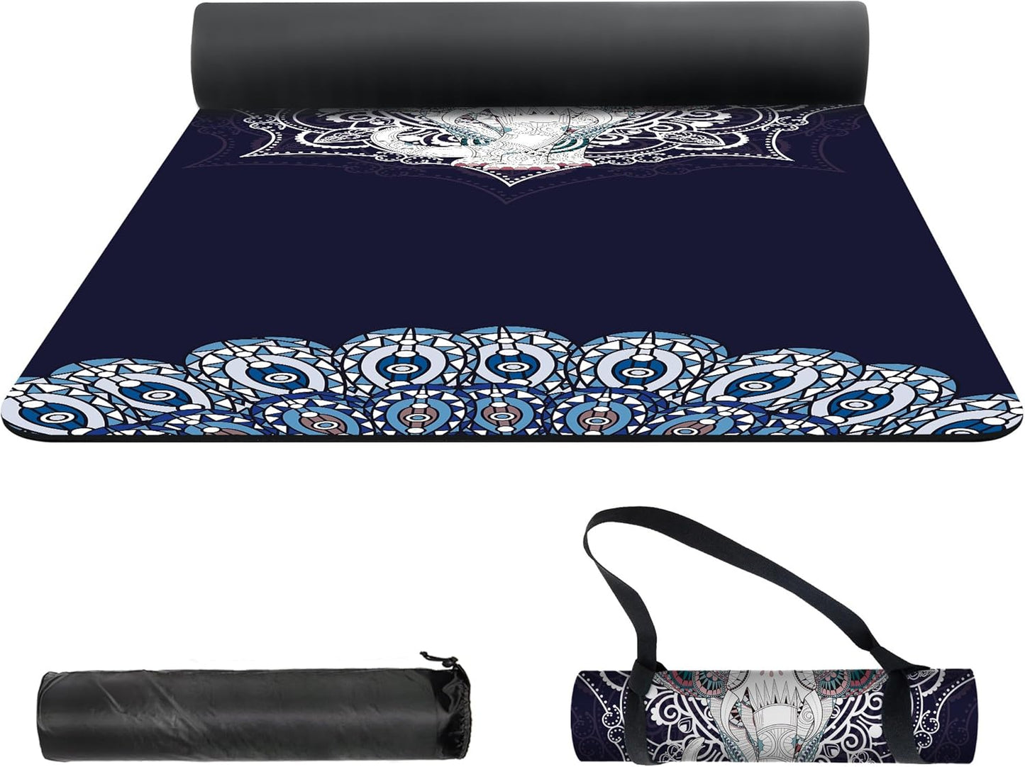 nuveti Yoga Mat Print Extra Thick TPE Non Slip Fitness Exercise Mat with Carrying Bag,72"x24" Extra Thick 6MM Exercise & Workout Mat for Yoga, Pilates Fitness and Floor Exercises - Colors B