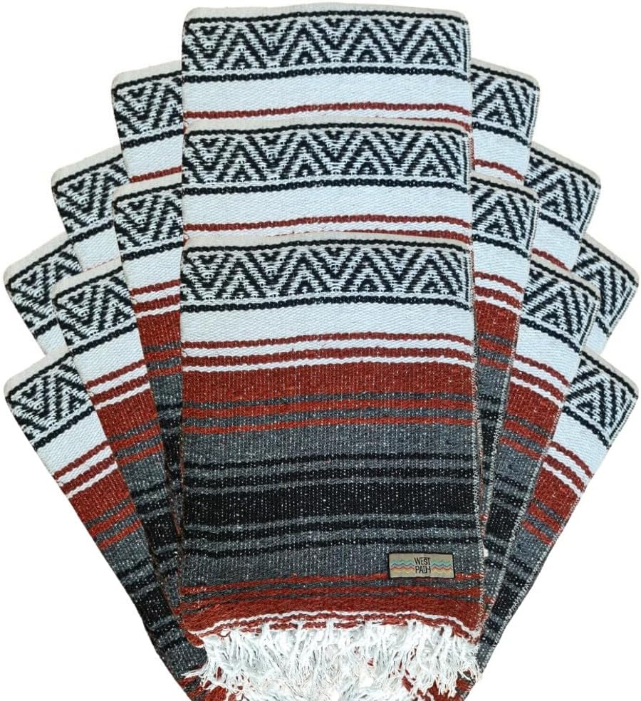 Open Road Goods Bulk Falsa Blankets - Handwoven Authentic Mexican Falsa - Great for Weddings, Yoga, Beach, Picnics, or Mexican Throw! (Tan, 7 Pack)