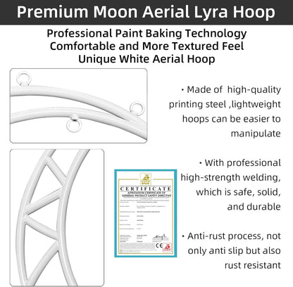 PRIOR FITNESS Aerial Moon Lyra Hoop Set, Classcial Aerial Ring Equipment with Complete Rigging Hardware, Circus Acrobatic Fitness Aerial Hoop Kit, Aerial Yoga Hoop Sling for Home,Gym, Club