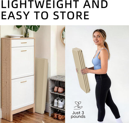 Large Yoga Mat 75"x31", Foldable Yoga Mat & Travel Yoga Mat, Extra Wide 0.24" Thin Non-Slip Mat for Yoga, Pilates, Stretching & Home Workouts –Easy Carry & Store