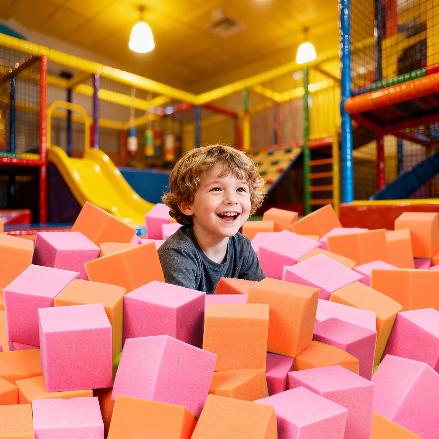 24PCS Foam Cubes 5"x5"x5"- Foam Pit Blocks Set, Soft Stacking Blocks for Indoor Games,Trampolines, Gymnastics, Parkour & Action Sport (6 Colors)