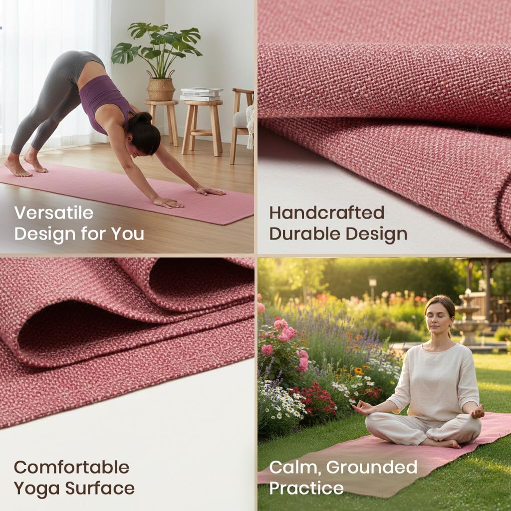 LFH Home Handmade Cotton Yoga Mat Cotton Rug picnic mat For Exercise, Workout, Fitness - Perfect Heavy Quality Eco Friendly Natural Cotton Woven Reversible Yoga Mats for Men & Women - 72x26 Inch.
