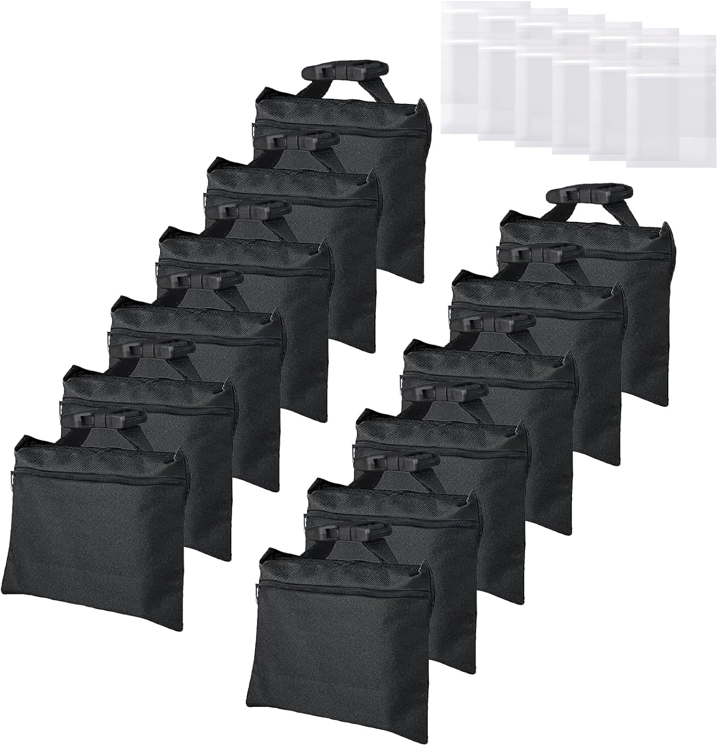 Sandbags 4 Packs with 4 PE Bags, Heavy Duty Sand Bags, Sand Bags for Weight with Zipper and Buckle Straps for Support Light Stand, More 2/4/6/8/10/12 Packs Sand Bag to Choose.