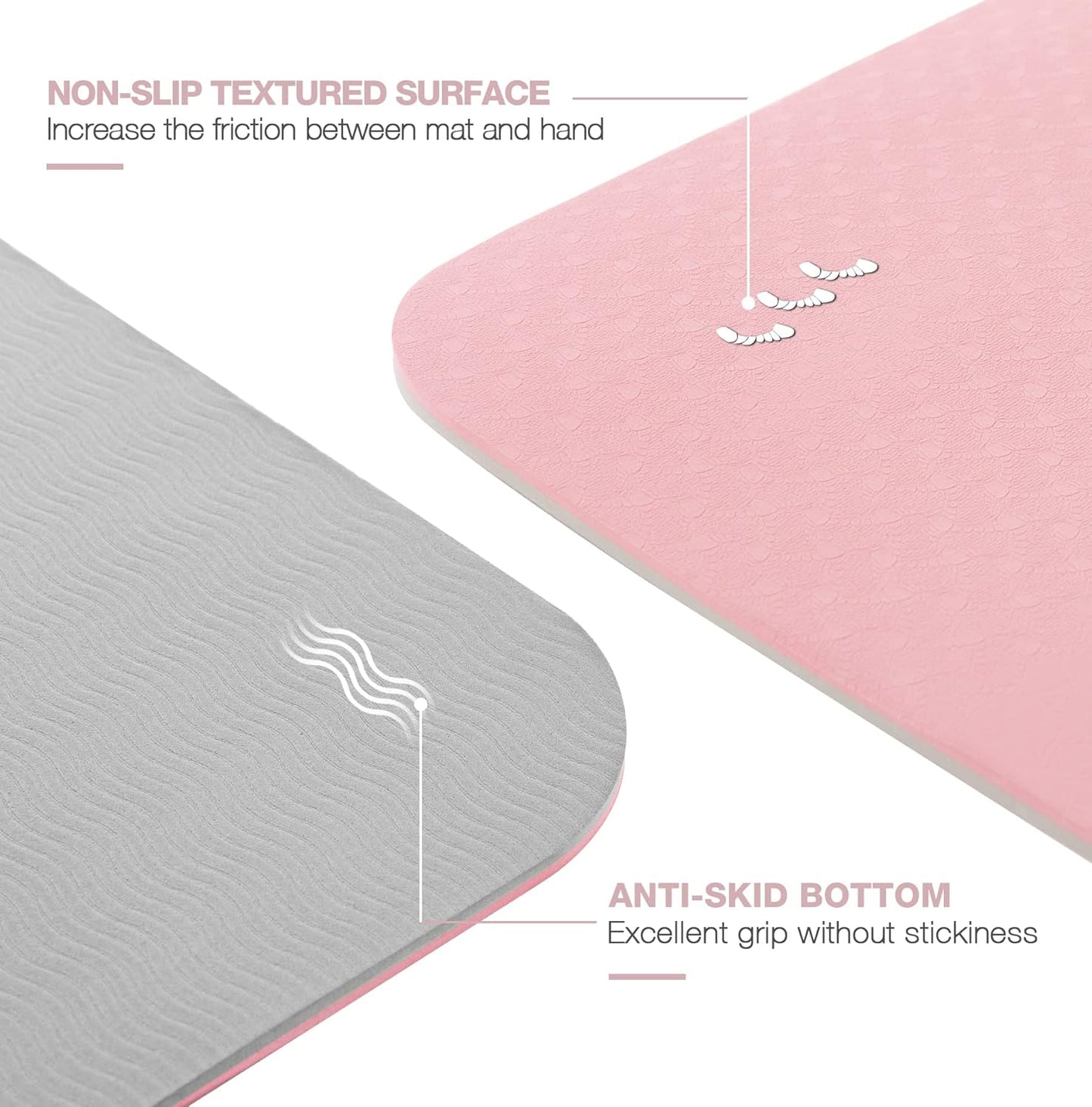 Yoga Mat Non Slip, Pilates Fitness Mats, Eco Friendly, Anti-Tear 1/4" Thick Yoga Mats for Women, Exercise Mats for Home Workout with Carrying Sling and Storage Bag