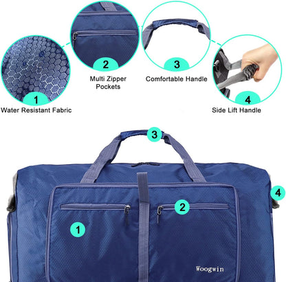 Woogwin Travel Duffel Bag Large Foldable Waterproof Overnight Bag for Beach Swim Bags Pool Sports Gym