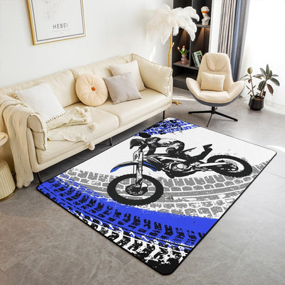 Feelyou Dirt Bike Area Rug 3x5 Kids Extreme Sports Green Honeycomb Living Room Rugs for Bedroom Boys Girls Teens Racing Motocross Rider Decorative Carpet Rug Non-Slip Motorcycle Indoor Floor Mat