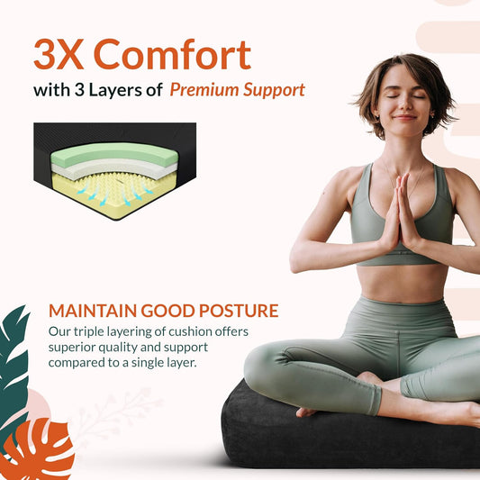 Gurus Super Soft & Firm Yoga Bolster Pillow - Lightweight, Easy to Carry with Handles - Rectangular, Machine Washable Cover