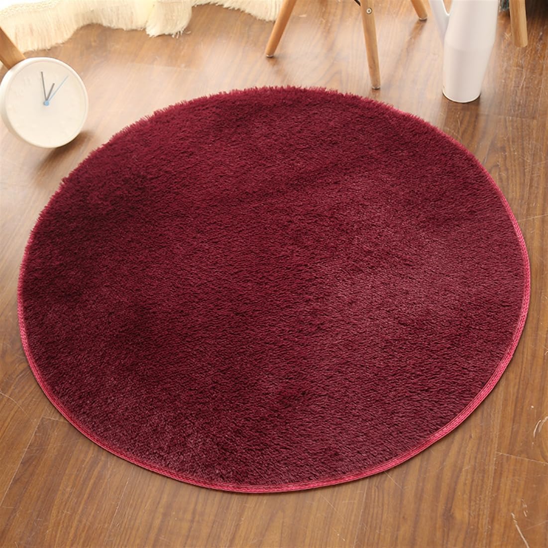 Plush Round Rug Soft Indoor Modern Area Rugs Yoga Mat for Children Bedroom Home Decor Nursery Grey 2 Feet