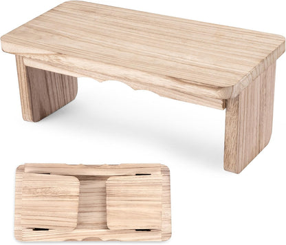Wooden Step Stool - 9'' One Step Stool for Adults, Wooden Beside Step, Heavy Duty/Portable/Nonslip/Durable Construction Safe Step for Bedroom/Kitchen (Light Wood)
