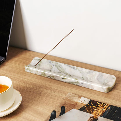 Koville Marble Incense Holder, Incense Holder for Sticks, Incense Sticks Holder Ash Catcher for Meditation Yoga SPA, Natural Stone Incense Burner, Home Table Decor (Green)