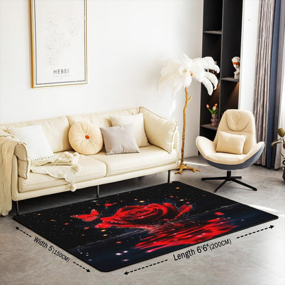 Feelyou Floral Rose Indoor Floor Mat Set,Romantic Blue Rose Rugs for Living Room Bedroom Area Rug 3x5,Boys Girls,Botanical Flower Rose Accent Rug Doormats Floor Mat for All Season