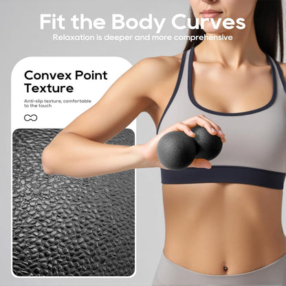Hard Peanut Massage Ball - Dual Lacrosse Ball for Myofascial Release,Yoga & Deep Tissue Massage,Plantar Fasciitis and Acupoint Pressure Relief - Muscle Relaxer