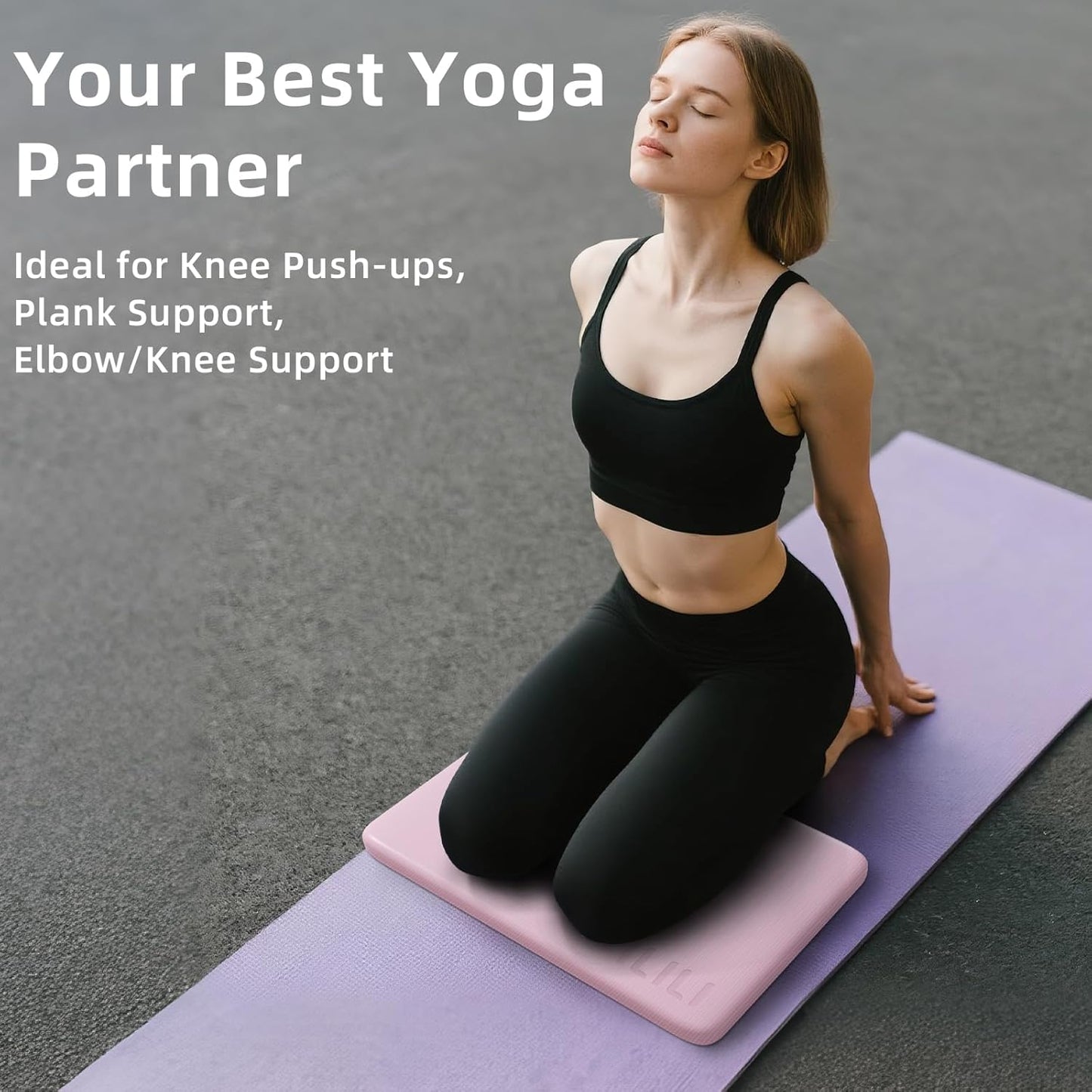 ILILI Yoga Knee Pad Foldable, TPE Soft Pad 24*17*0.5inch (Folding Size 17*12*1inch) for Knee Push-ups, Plank Support＆Elbow/Knee Support, Portable and Lightweight for Yoga Pilates, Fitness Exercise, Outdoor
