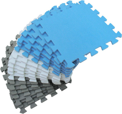 meiqicool Foam Play Mat Thick Soft EVA Interlocking Foam Floor Mats Children Yoga Exercise Multi Jigsaw Puzzle Blocking Board Kids Playmats Play Grey 18 Piece L