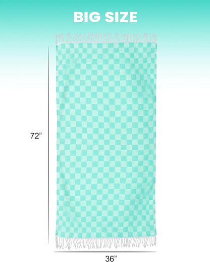 2 Packs Checkered Plaid Yoga Blanket Turkish Towel Extra Large Meditation Supplies Mat Cover Beach Blanket Women Birthday Gift for Mom Wife Sister Girlfriend Mother Adult Friend Husband Son Daughter