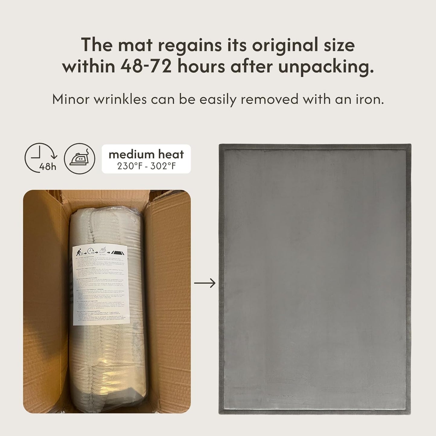 Hakuna Matte CloudSoft Mat for Floor 60" x 80" Beige – Coral Velvet Memory Foam Rug – Non-Slip, Water-Resistant