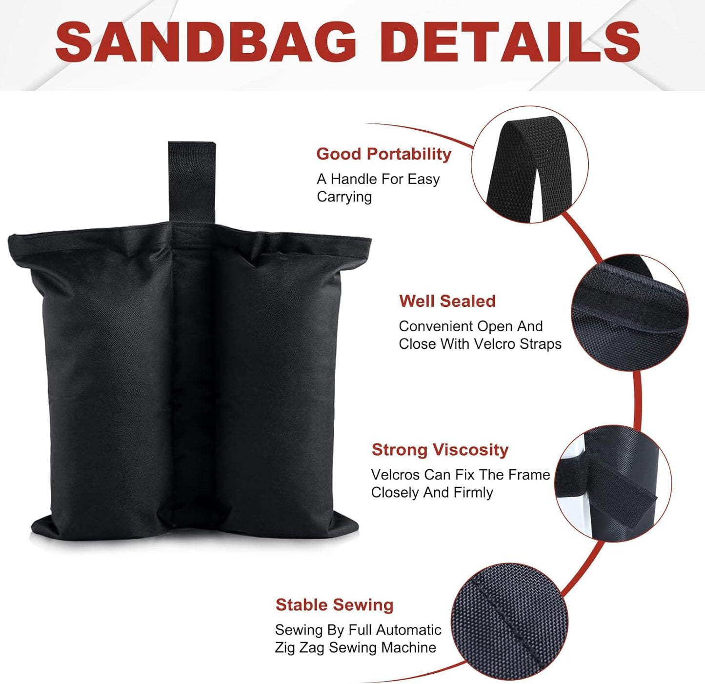 ABCCANOPY Canopy Weights 120 LBS Gazebo Tent Sand Bags,4-Pack Gray (Without Sand)