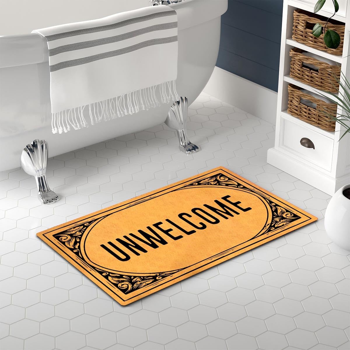 MELODADDY Funny Welcome Doormat Front Door Decor Rugs with Rubber Back 30"(L) x 18"(W) Personalized Matt Outside Entrance (Leave Your Worries At the Door Yoga Meditation Namaste)