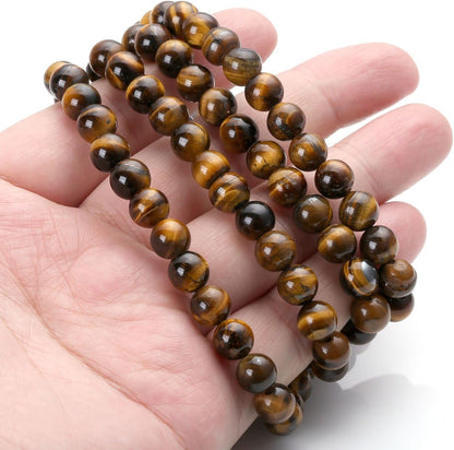 Jovivi Tibetan 6mm 8mm 108 Natural Tiger Eye Gemstone Beads Prayer Mala Bracelet Necklace