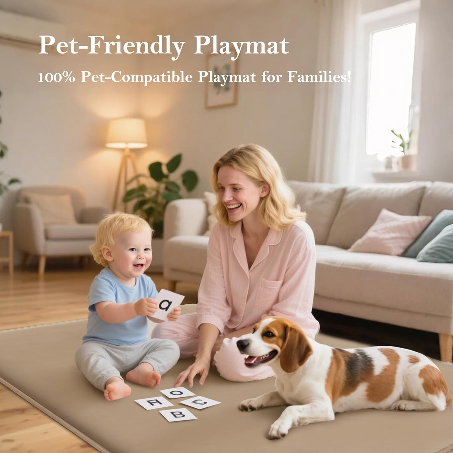 PapaMama Baby Play Mat,1.3" Thick Memory Foam 50x50 Soft Velvet Playpen Mat for Kids,Infants,Toddlers,Tummy Time Crawling Mats with Non-Slip Bottom,Yoga,Tatami,Nursery Rug(Sky Blue)