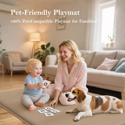 PapaMama Baby Play Mat,1.3" Thick Memory Foam 50x50 Soft Velvet Playpen Mat for Kids,Infants,Toddlers,Tummy Time Crawling Mats with Non-Slip Bottom,Yoga,Tatami,Nursery Rug(Sky Blue)