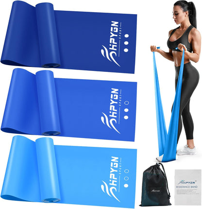 HPYGN 3 Levels Non-Latex Exercise Bands for Physical Therapy & Yoga, Professional Resistance Bands Set for Working Out, Strength Training, Pilates & Rehab, TPE Elastic Stretch Bands for Seniors, Women
