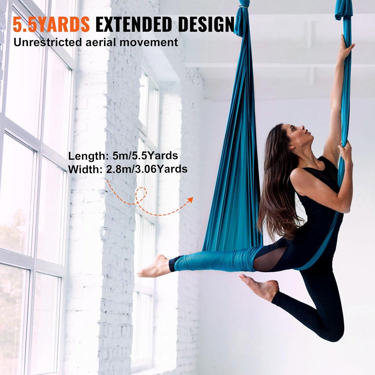 VEVOR Aerial Silk & Yoga Swing, Aerial Yoga Hammock Kit with 100gsm Nylon Fabric, Full Rigging Hardware & Easy Set-up Guide, Antigravity Flying for All Levels Fitness Bodybuilding