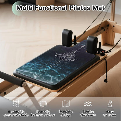 Non Slip Pilates Reformer Mat, Soft Fleece Surface Pilates Towel Mat, Pilates Mat with Multiple Equipment, Lightweight and Foldable, Wicking and Quick Drying for Yoga, Fitness