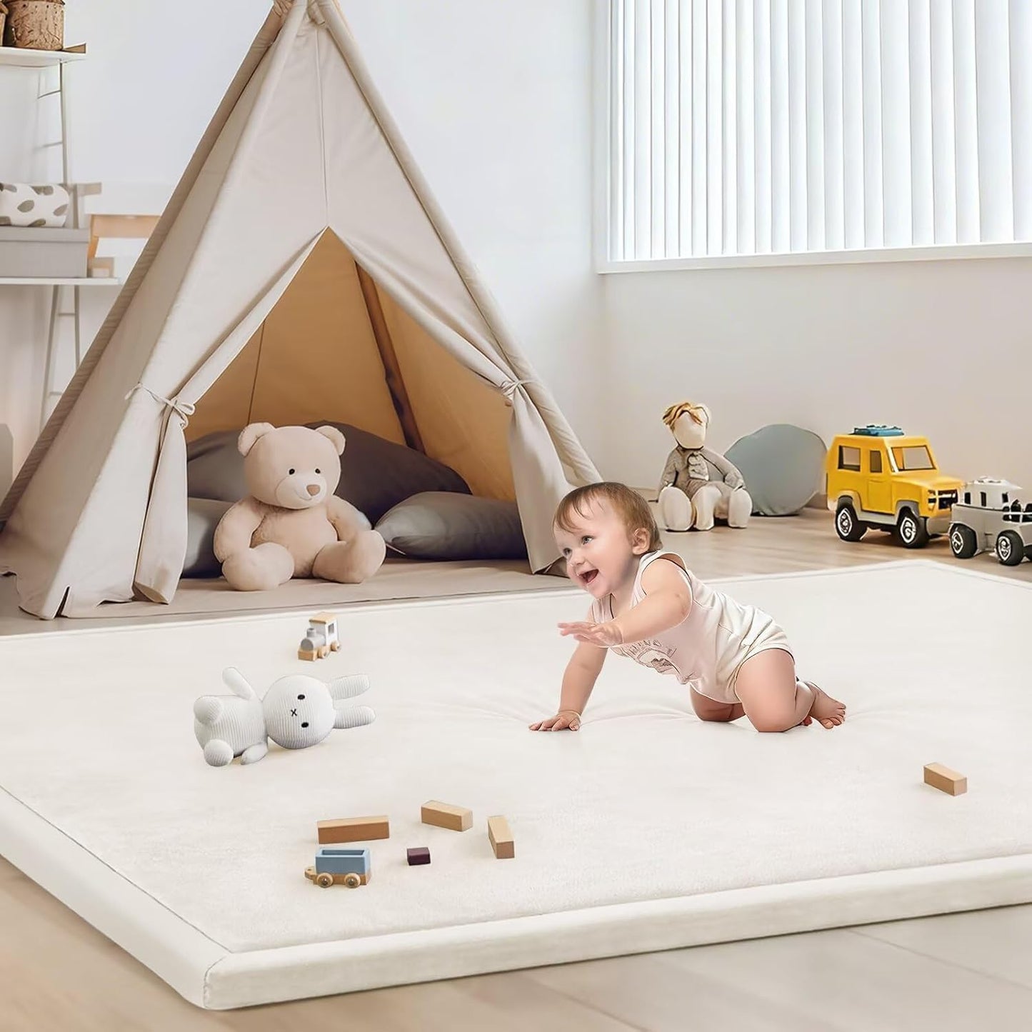 Baby Play Mat for Floor Nursery Rug Muscle Mat Area Rug Playroom Rug 79"x110" Playpen Mat Memory Foam 1.3" Thick Crawling Mat For Babies,Toddlers, Infants, Kids,Grey