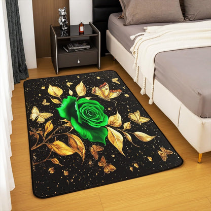 Feelyou Floral Rose Indoor Floor Mat Set,Romantic Blue Rose Rugs for Living Room Bedroom Area Rug 3x5,Boys Girls,Botanical Flower Rose Accent Rug Doormats Floor Mat for All Season